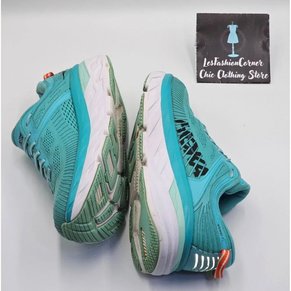 Hoka One One Bondi 7 Women's Green/White Mesh Athletic Running Shoes Sz 9.5 2654 - Picture 13 of 16